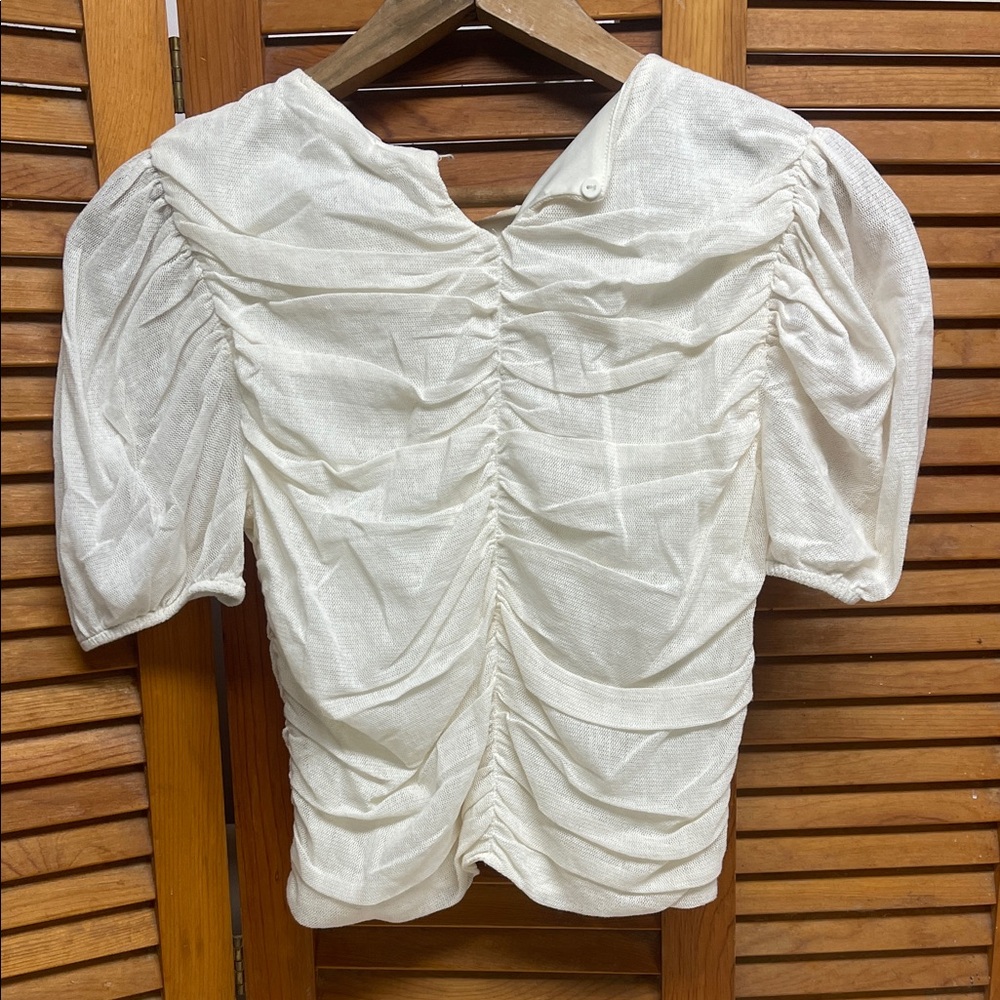 Mango Ivory Ruched Blouse - Picture 4 of 13